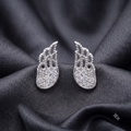 Silver Angel Wing Crystal Stud Earrings