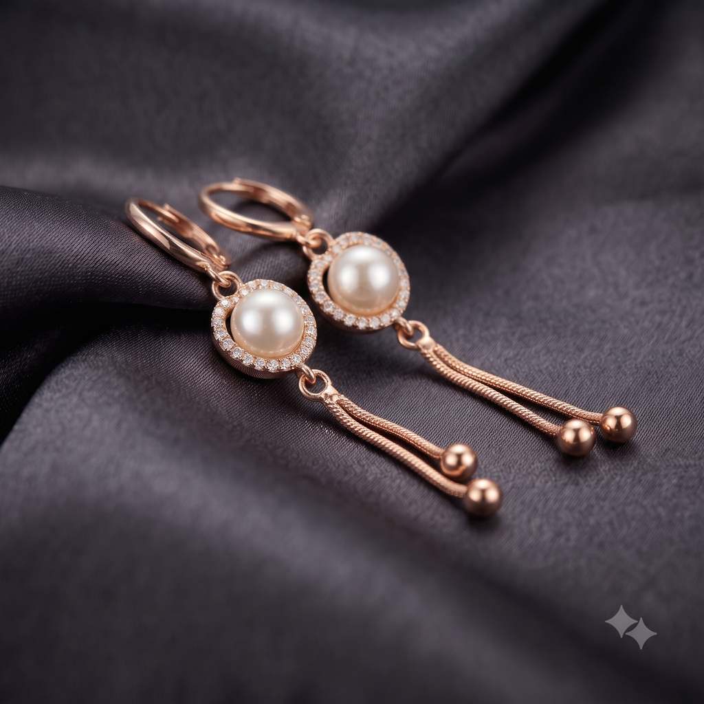 Rose Gold Pearl Drop Earrings