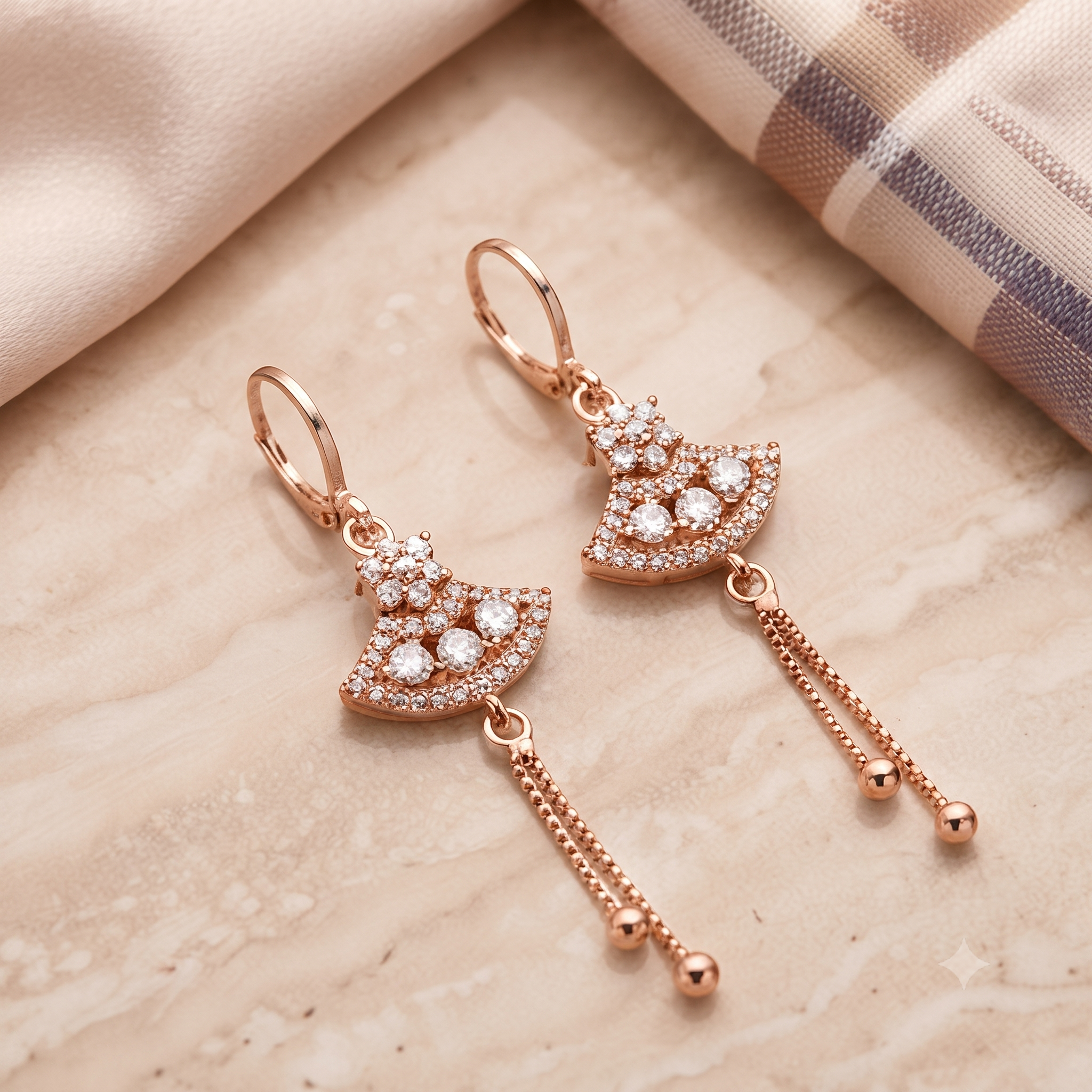 Rose Gold Fan Tassel Earrings