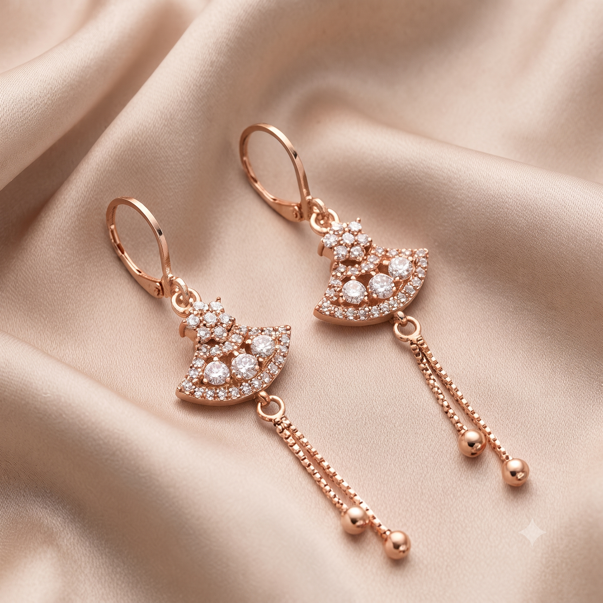 Rose Gold Fan Tassel Earrings