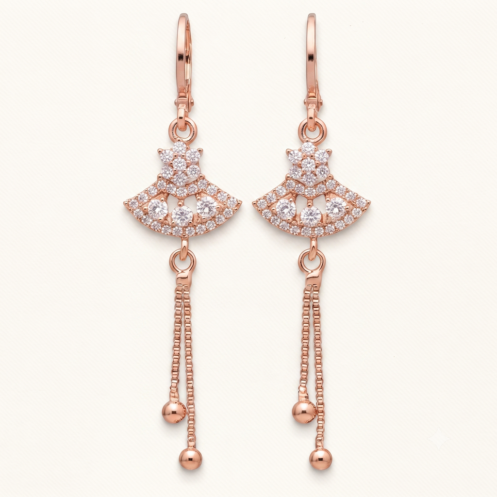 Rose Gold Fan Tassel Earrings