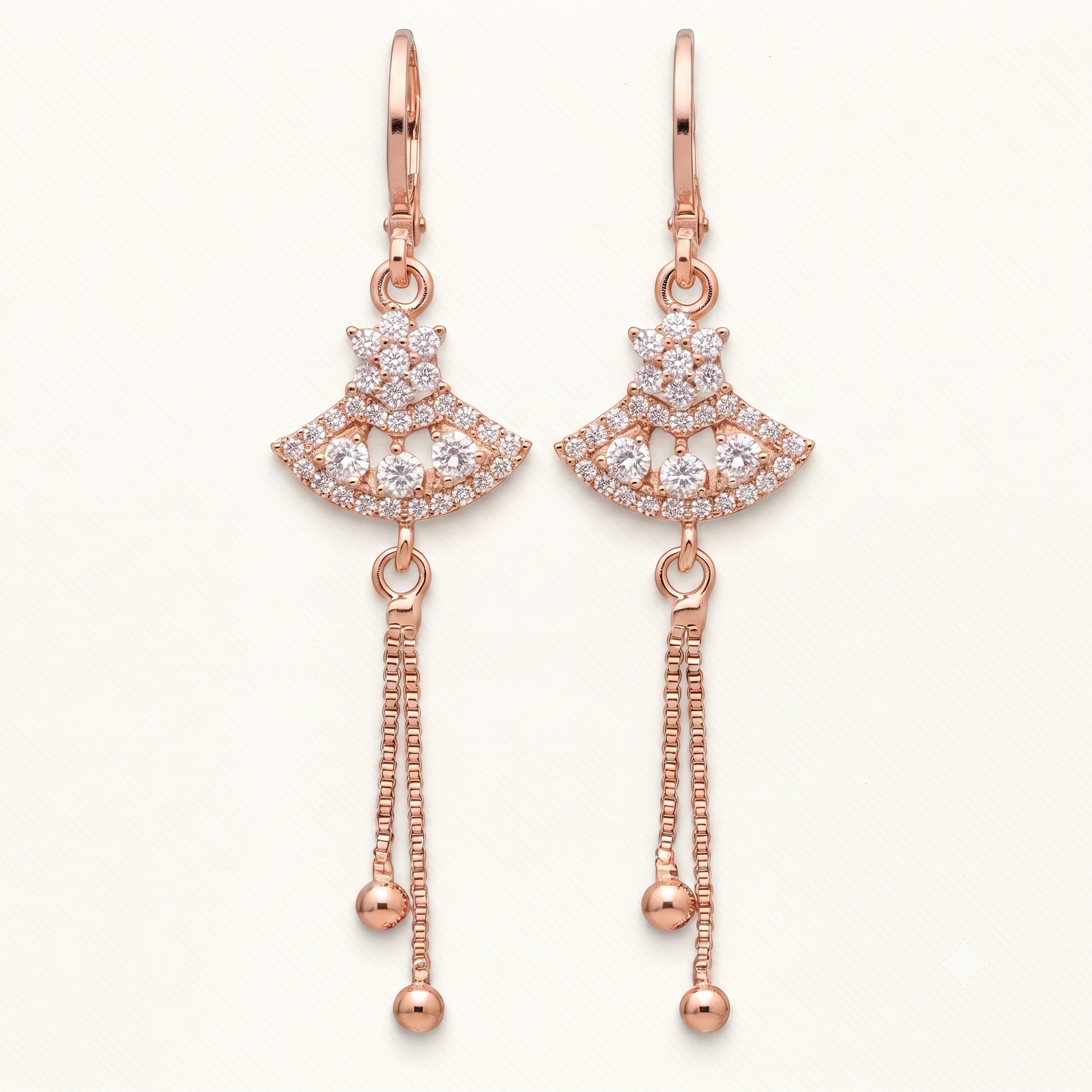 Rose Gold Fan Tassel Earrings