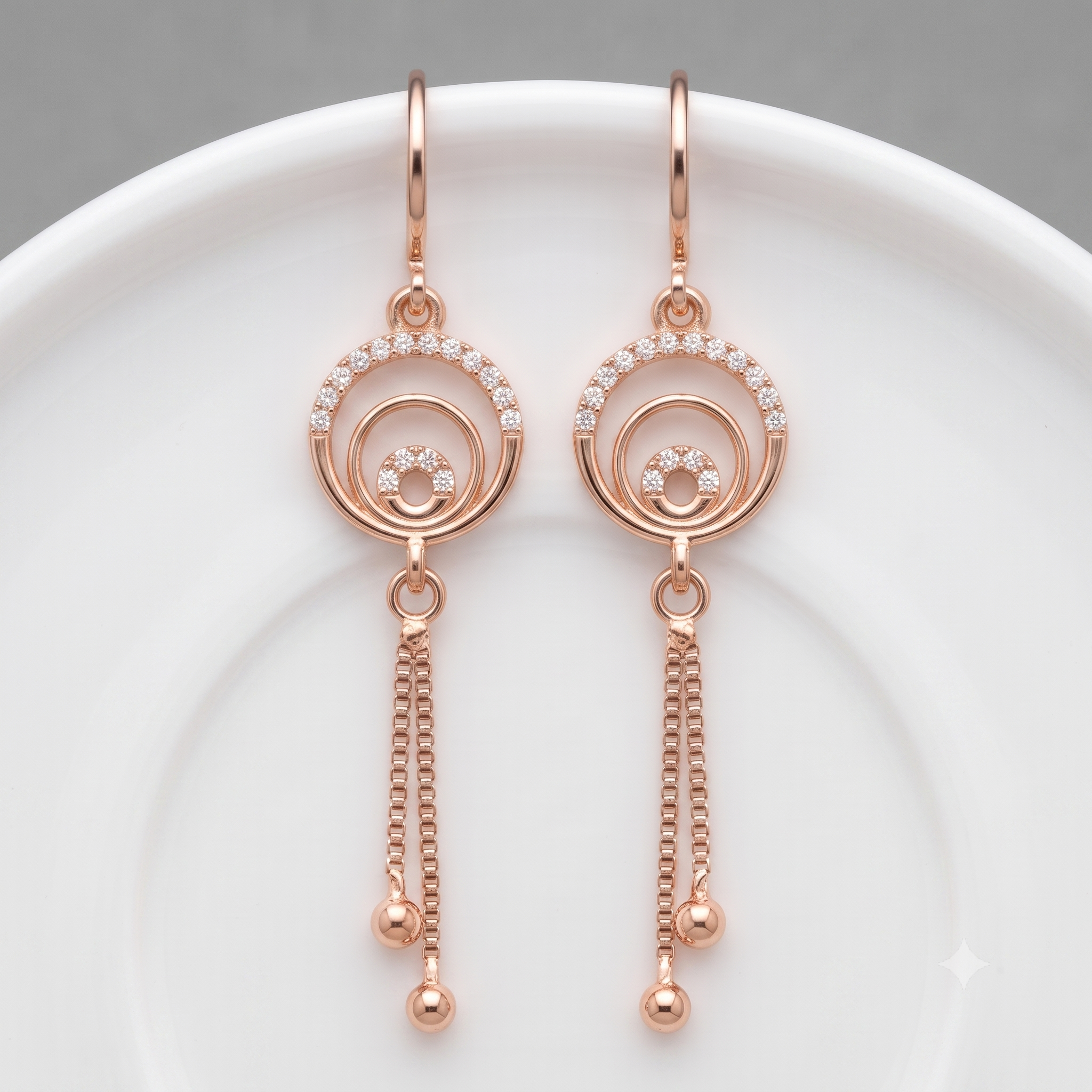 Rose Gold Geometric Circle Dangle Earrings