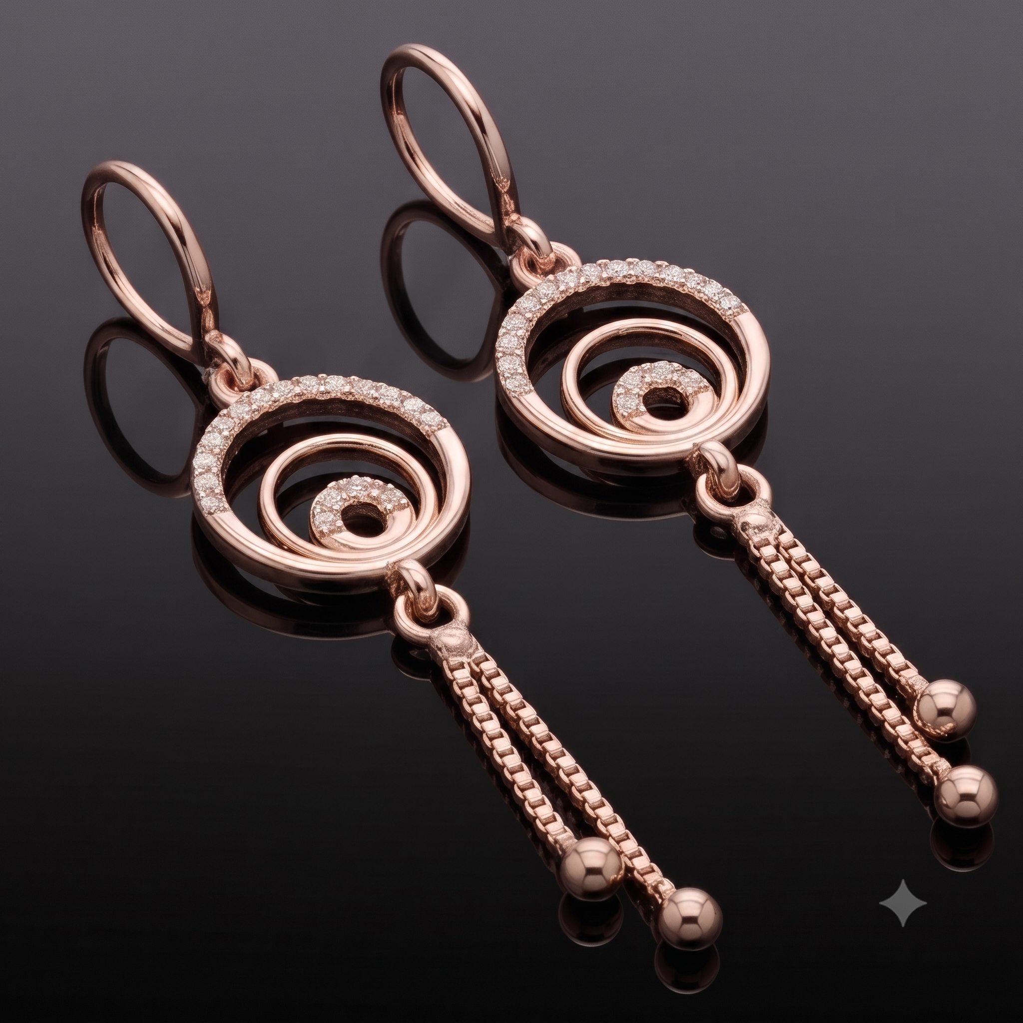 Rose Gold Geometric Circle Dangle Earrings