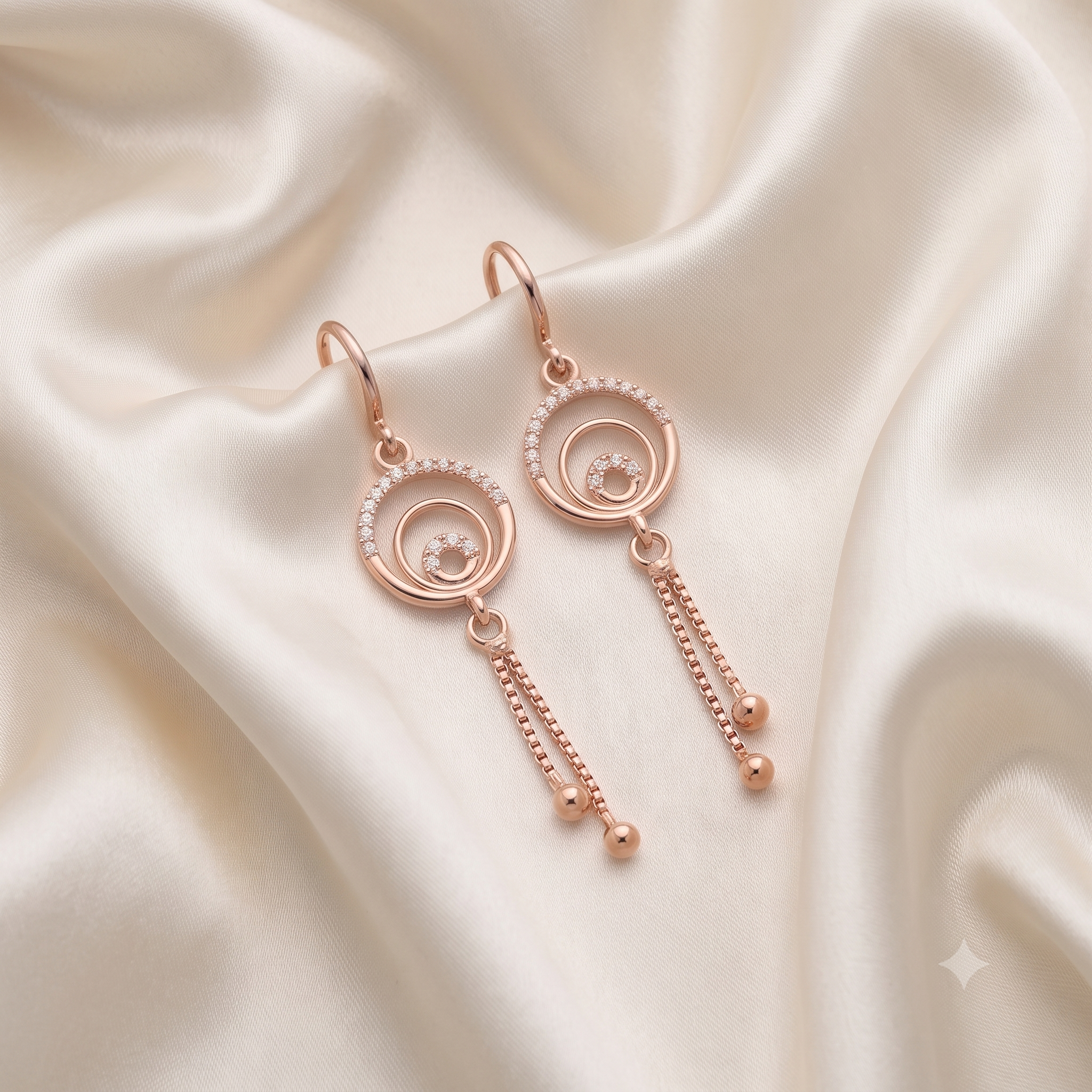 Rose Gold Geometric Circle Dangle Earrings
