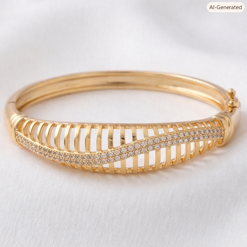 Gold Wave Diamond Bracelet