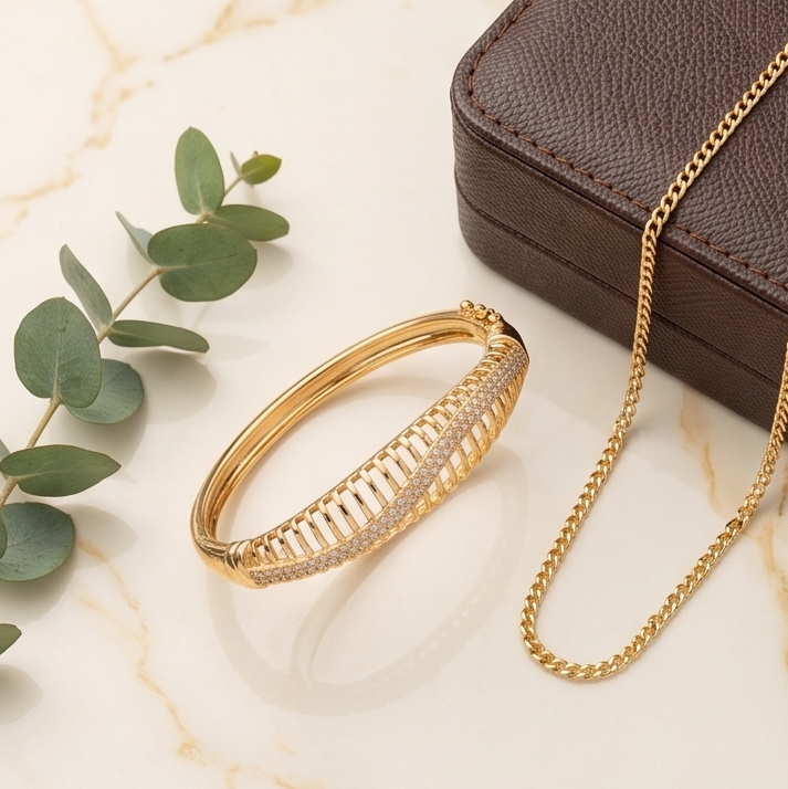 Gold Wave Diamond Bracelet