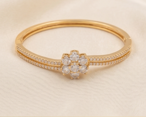 Gold Floral Diamond Bracelet - Imitation