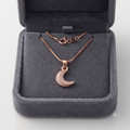 Celestial Crescent Moon Locket Pendant in Rose Gold