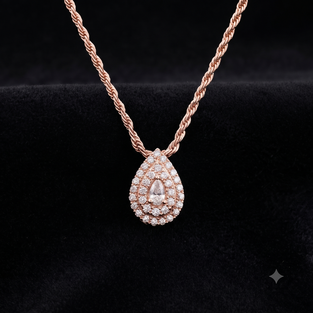 Rose Gold Teardrop Pendant Necklace