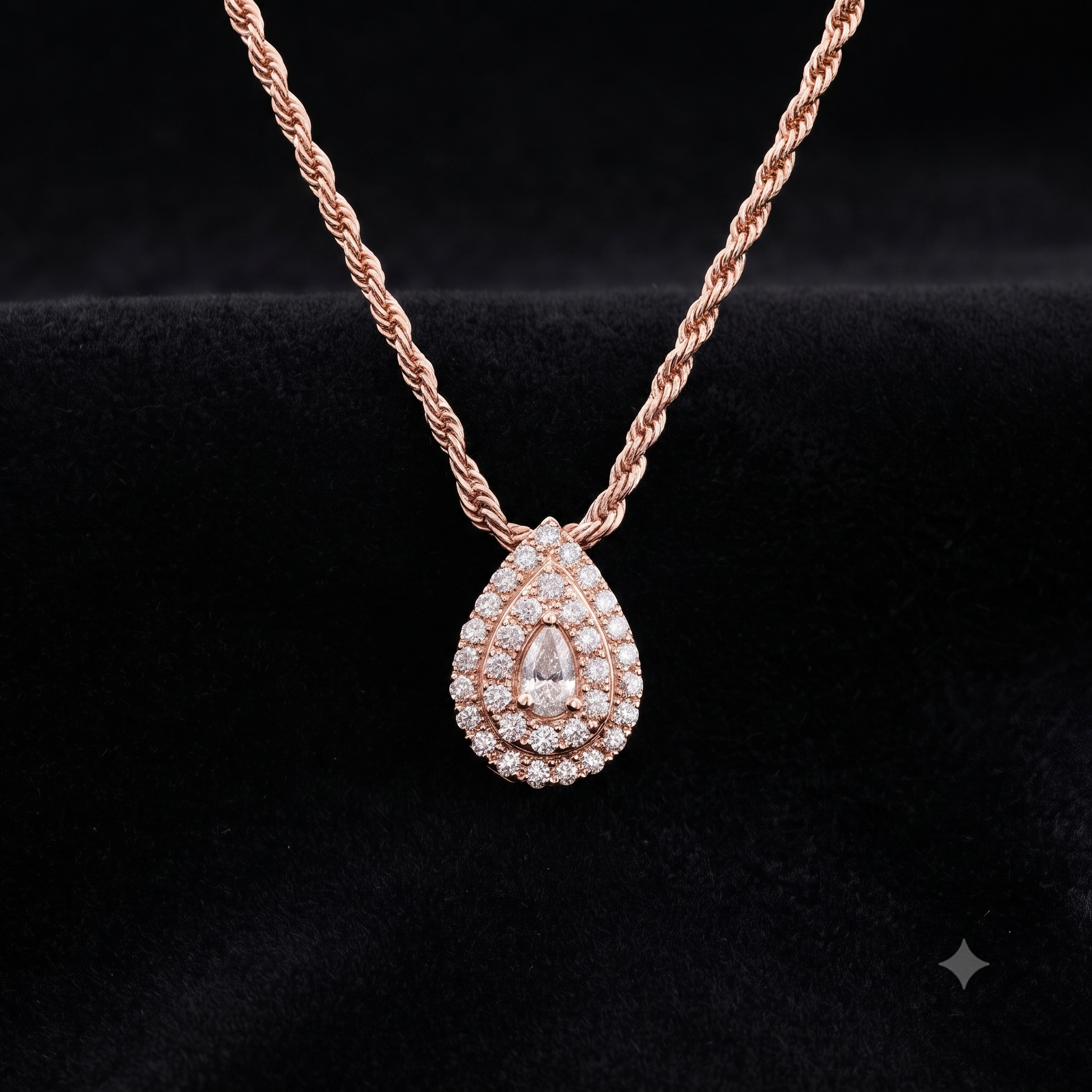 Rose Gold Teardrop Pendant Necklace