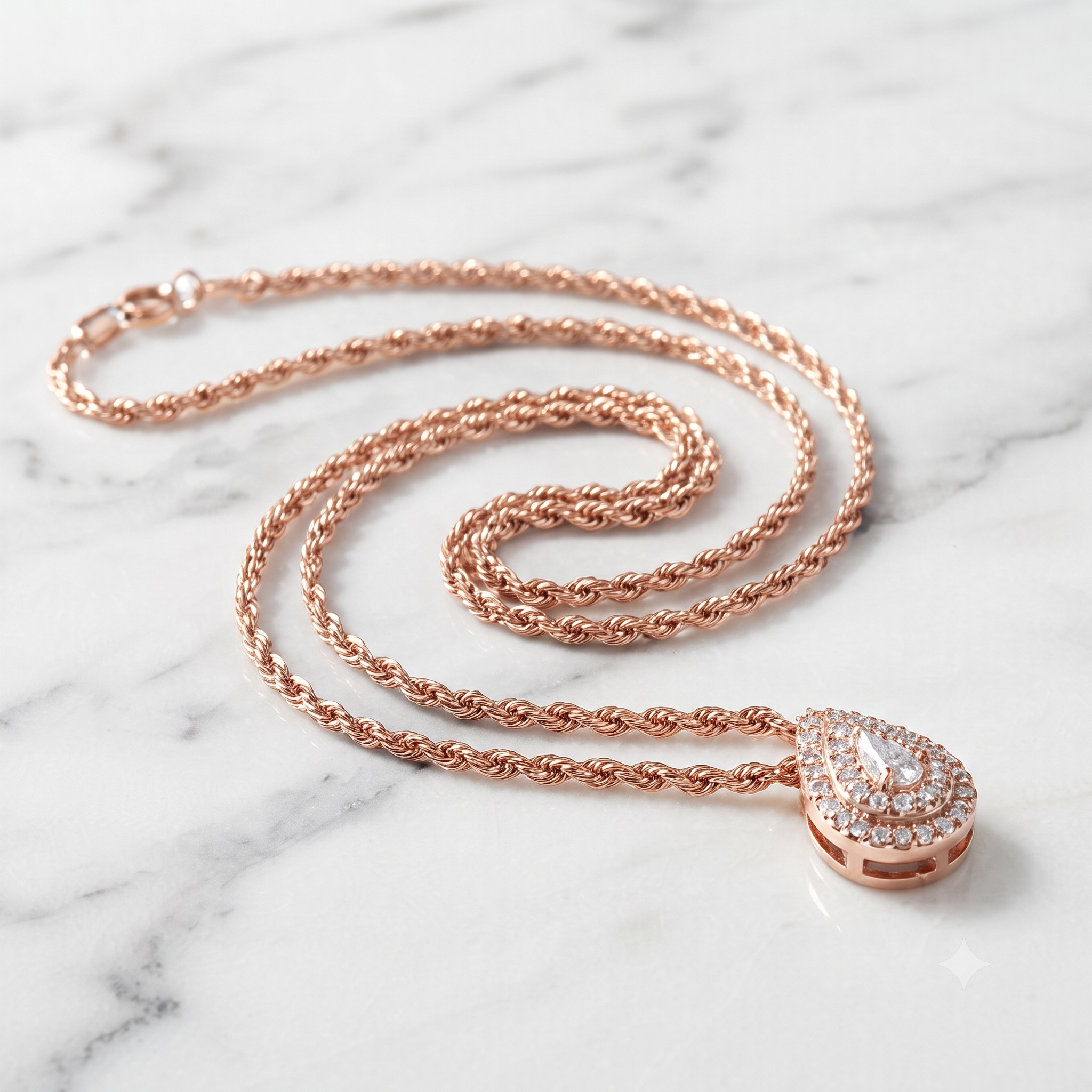 Rose Gold Teardrop Pendant Necklace