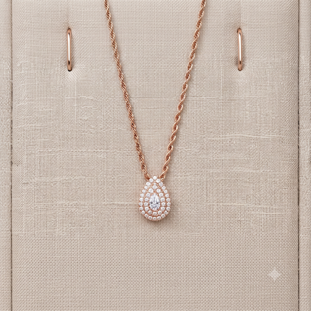 Rose Gold Teardrop Pendant Necklace
