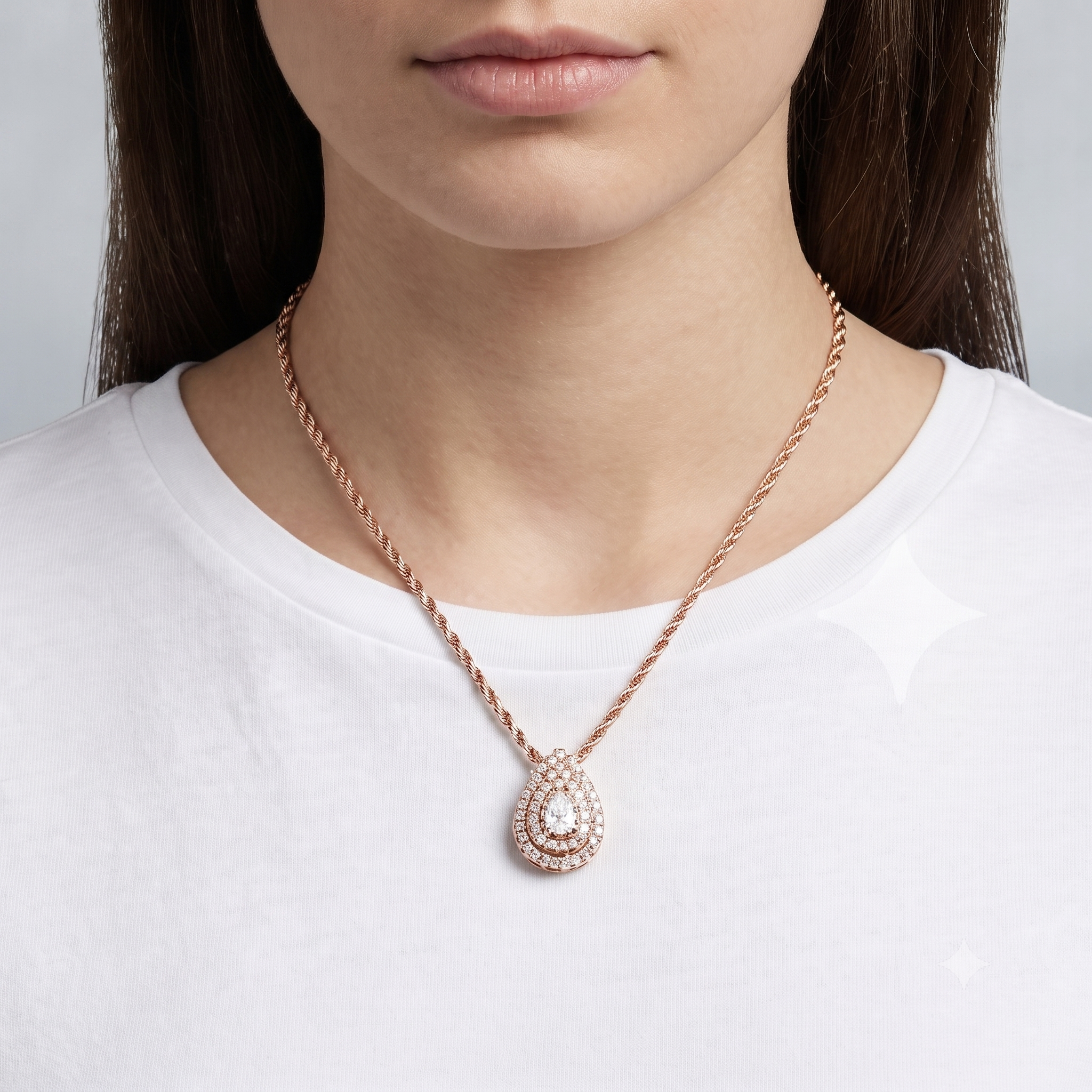 Rose Gold Teardrop Pendant Necklace