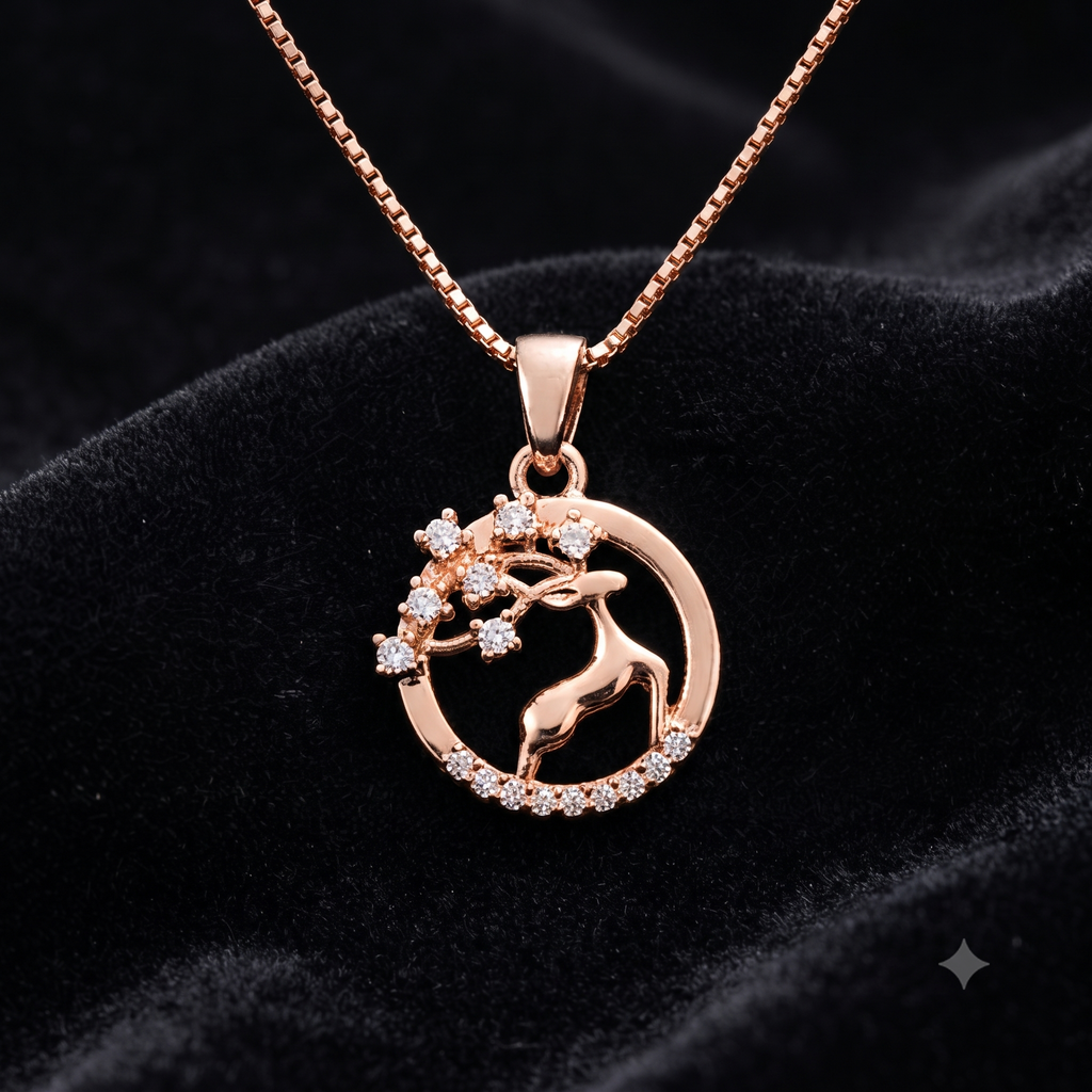 Rose Gold Deer Pendant Necklace