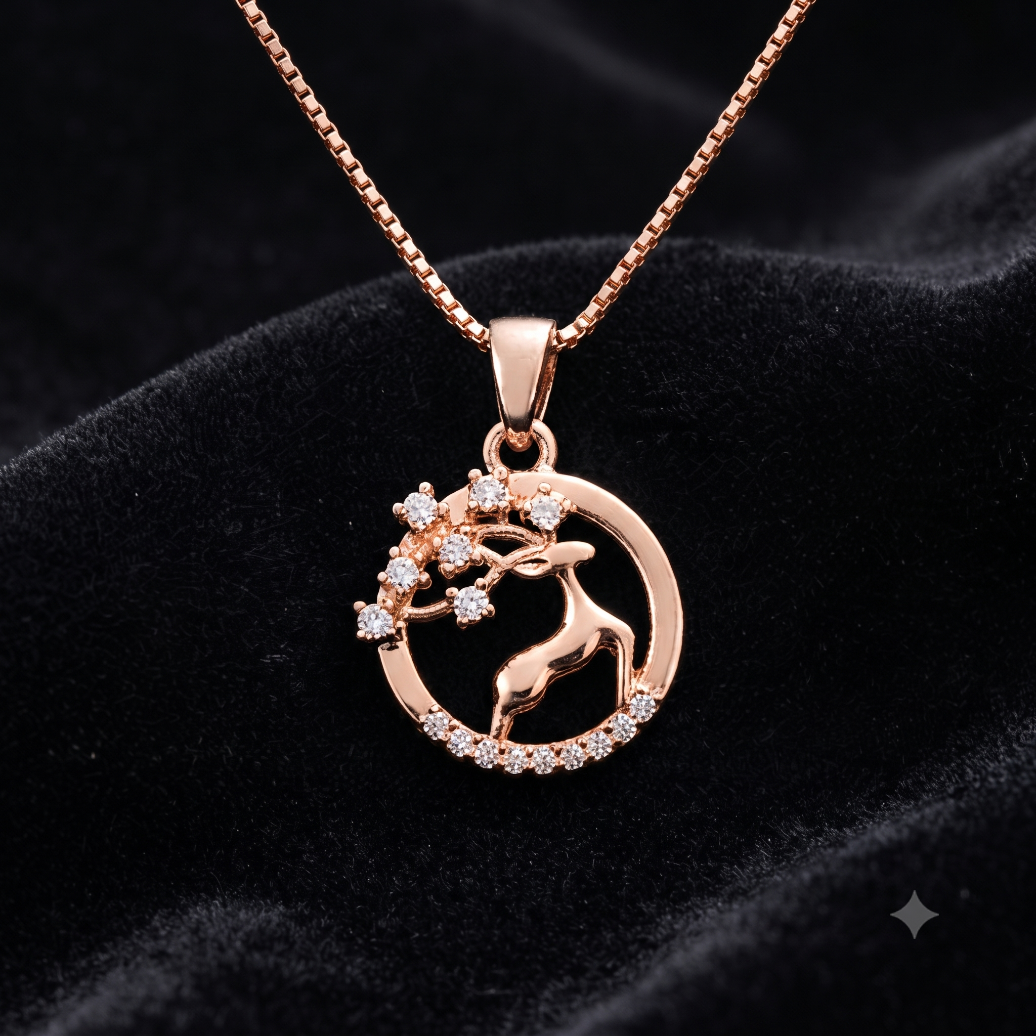 Rose Gold Deer Pendant Necklace