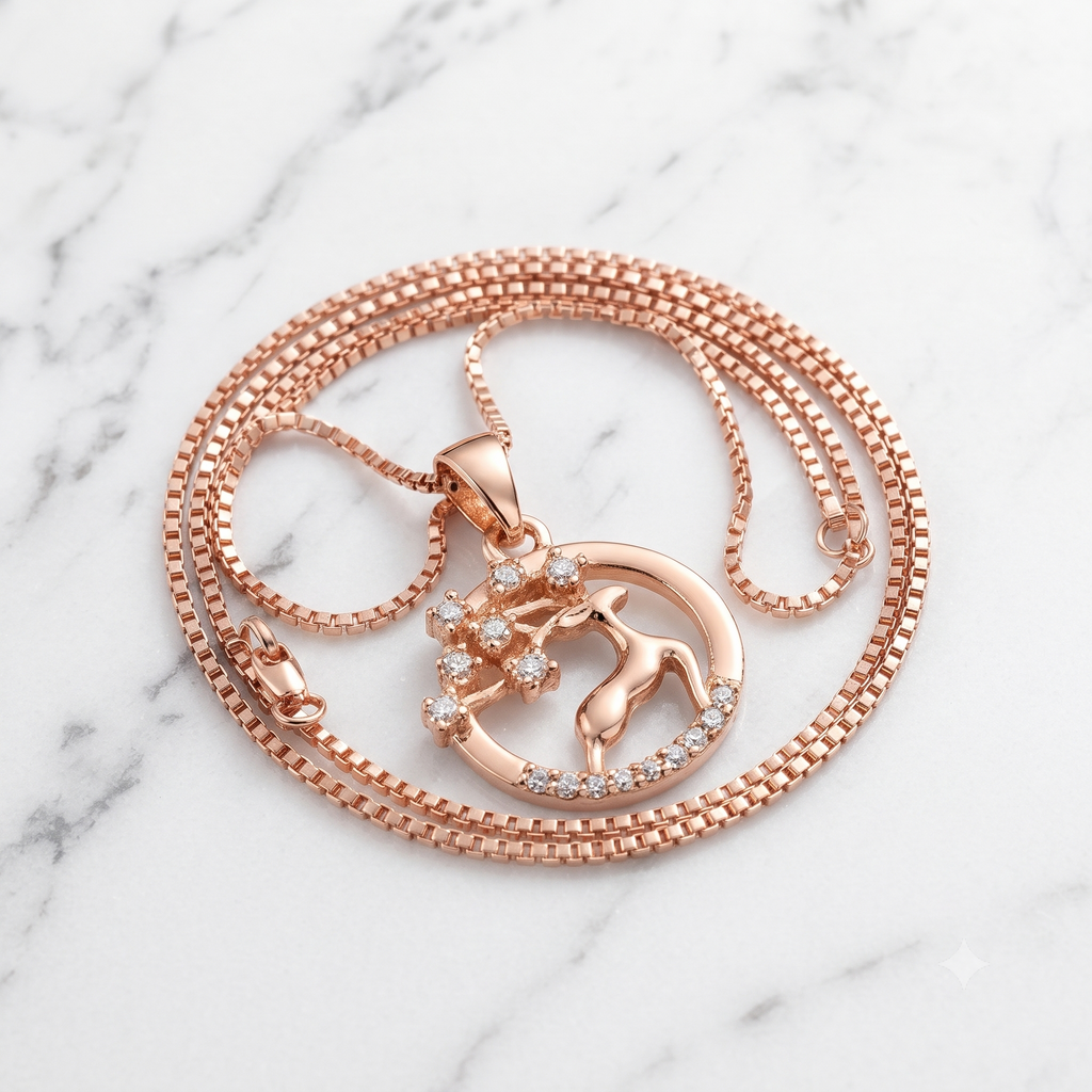 Rose Gold Deer Pendant Necklace