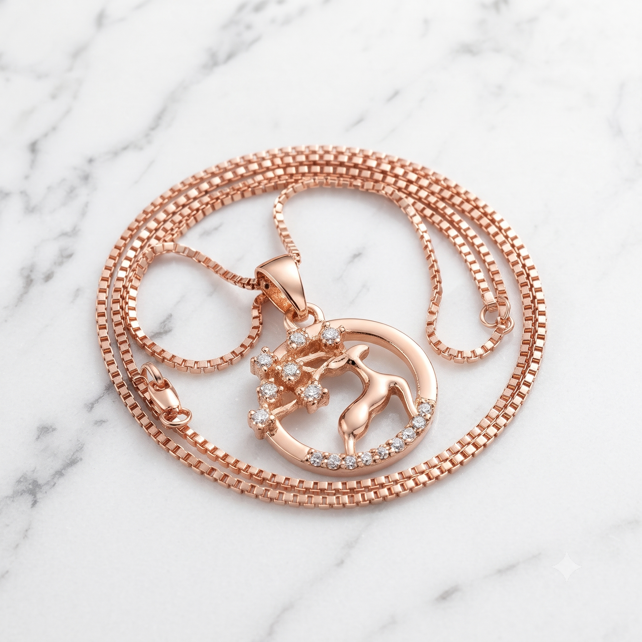 Rose Gold Deer Pendant Necklace