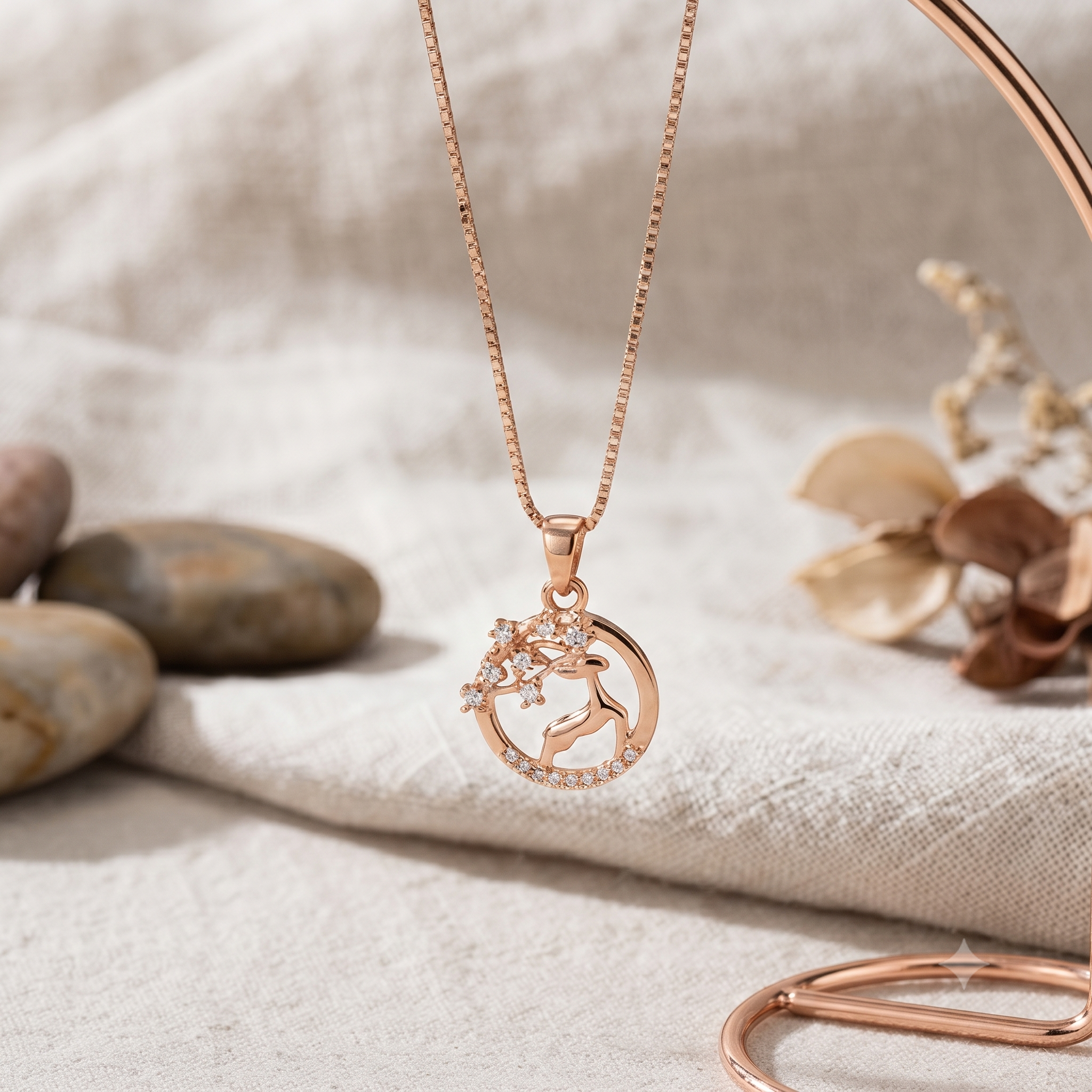 Rose Gold Deer Pendant Necklace