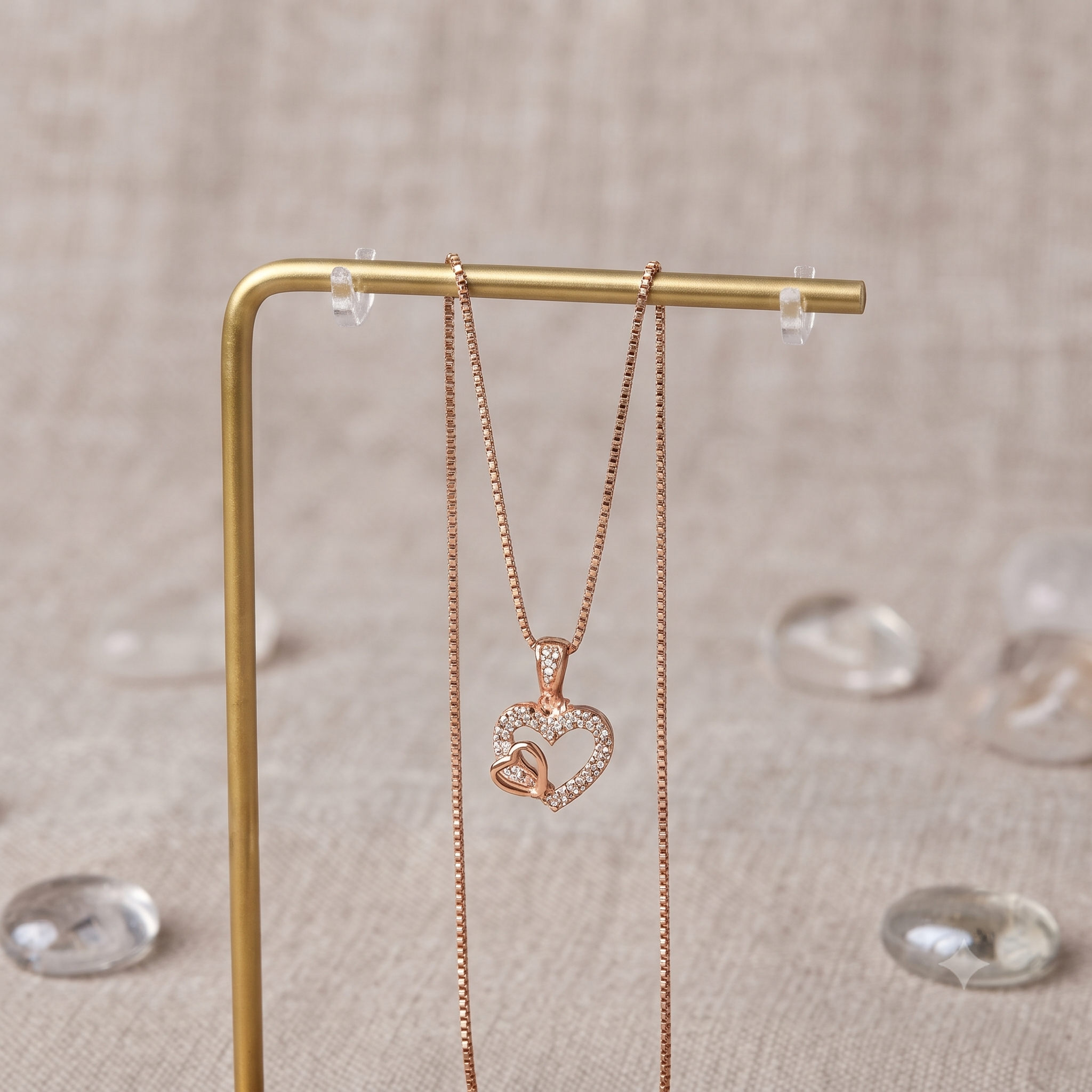 Rose Gold Double Heart Pendant Necklace