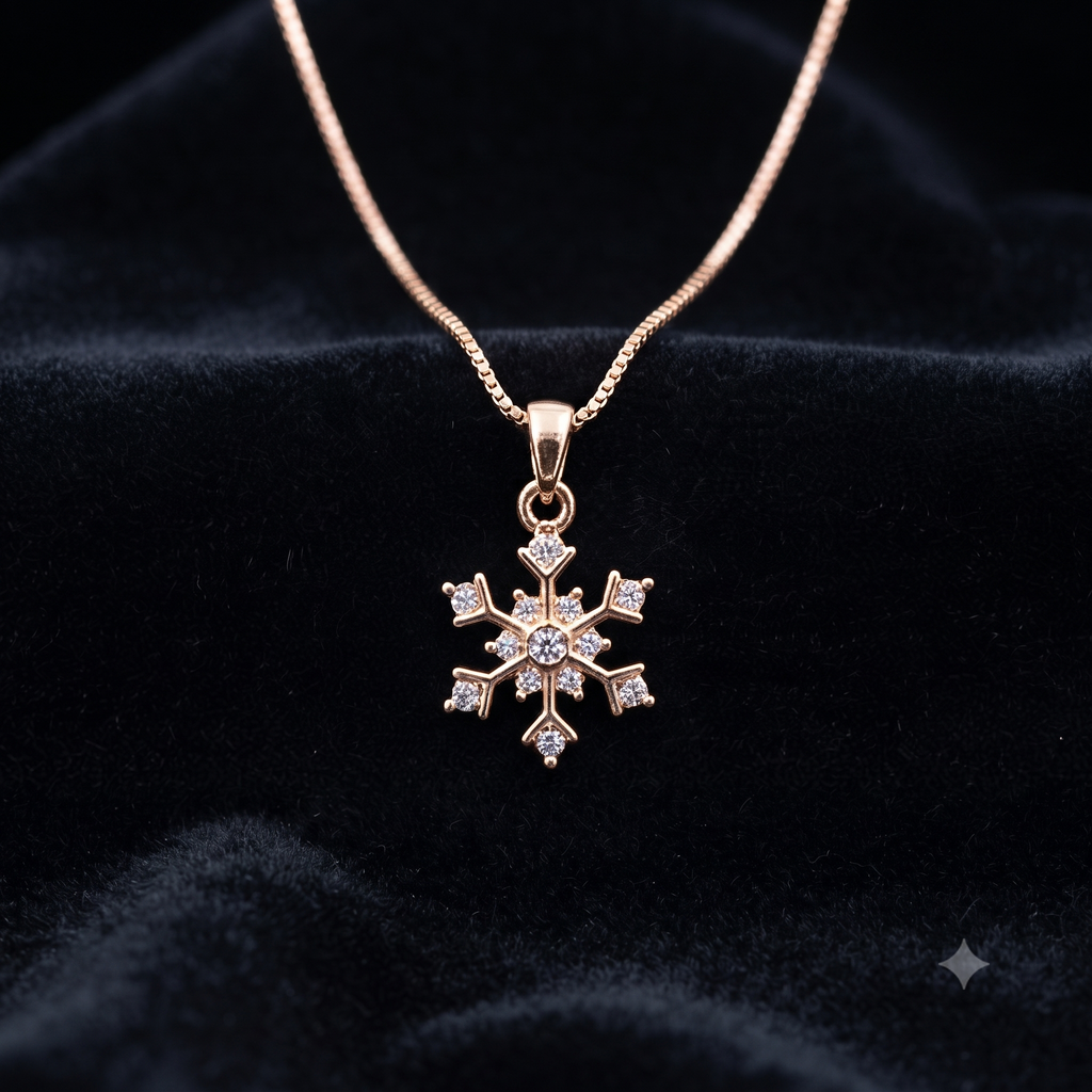 Rose Gold Snowflake Pendant Necklace
