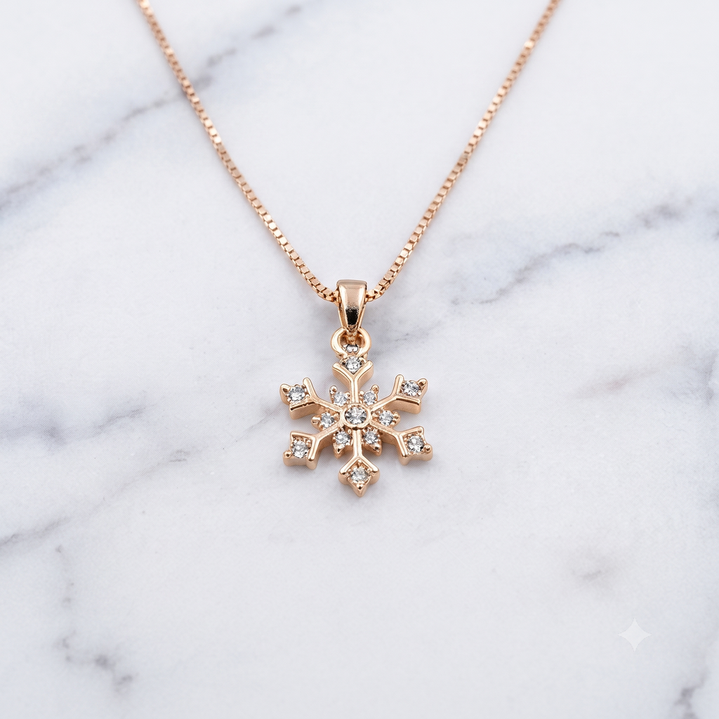 Rose Gold Snowflake Pendant Necklace