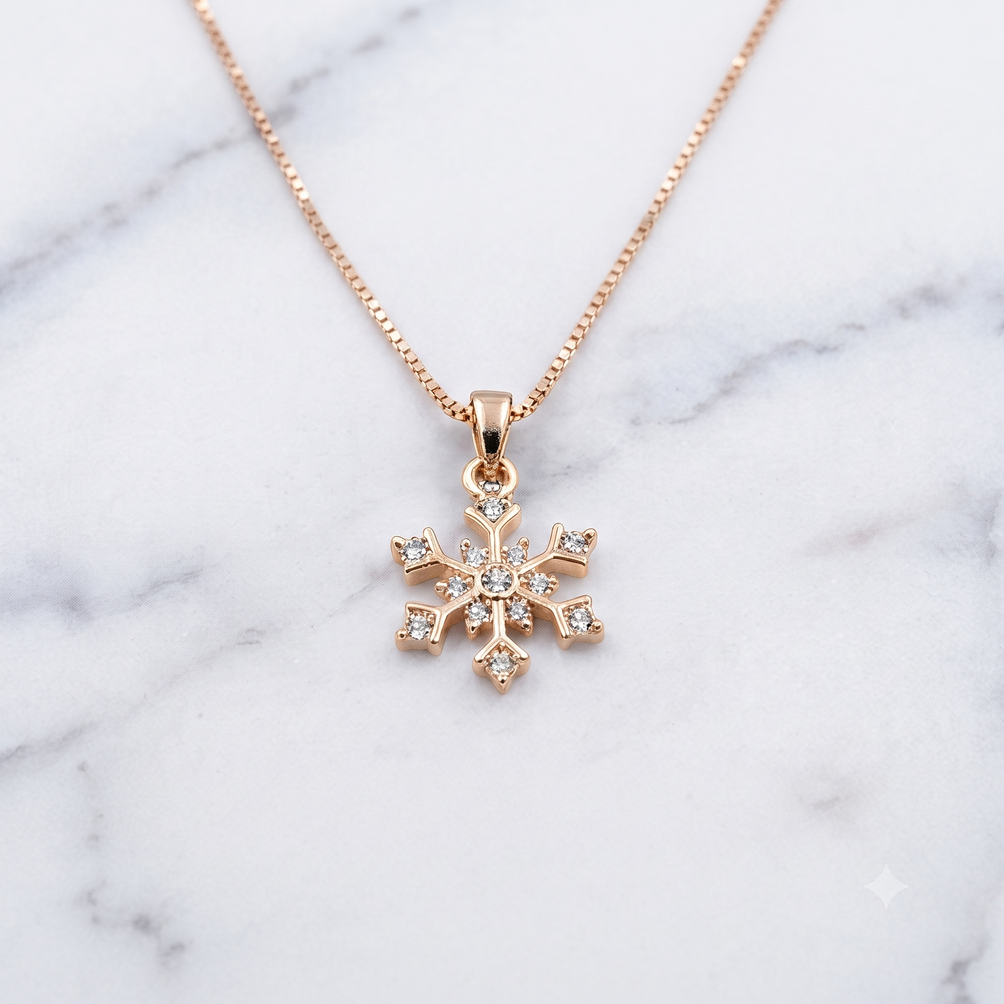 Rose Gold Snowflake Pendant Necklace