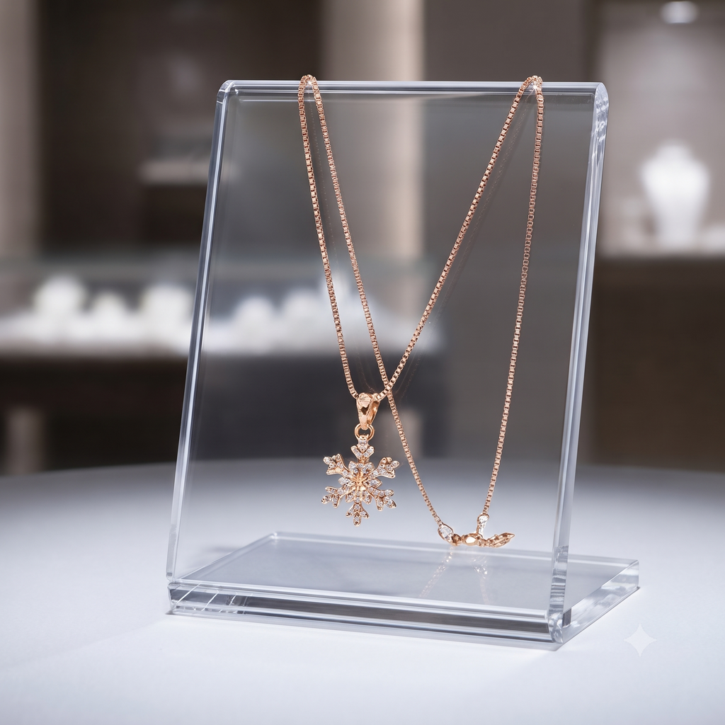 Rose Gold Snowflake Pendant Necklace