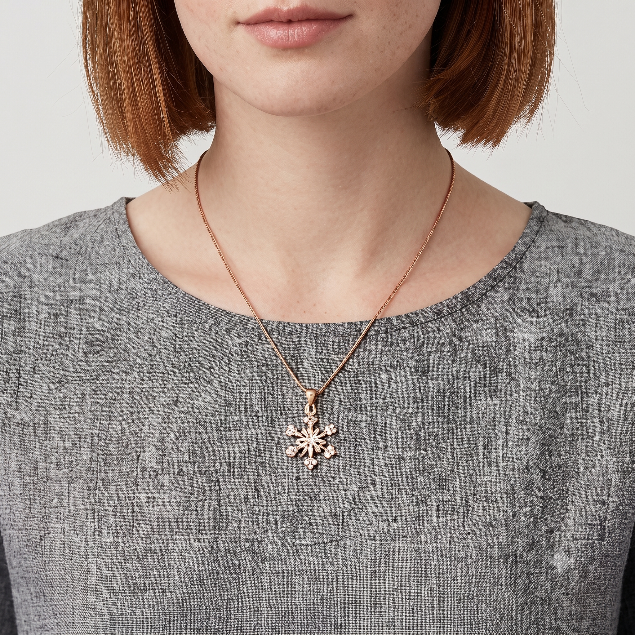 Rose Gold Snowflake Pendant Necklace