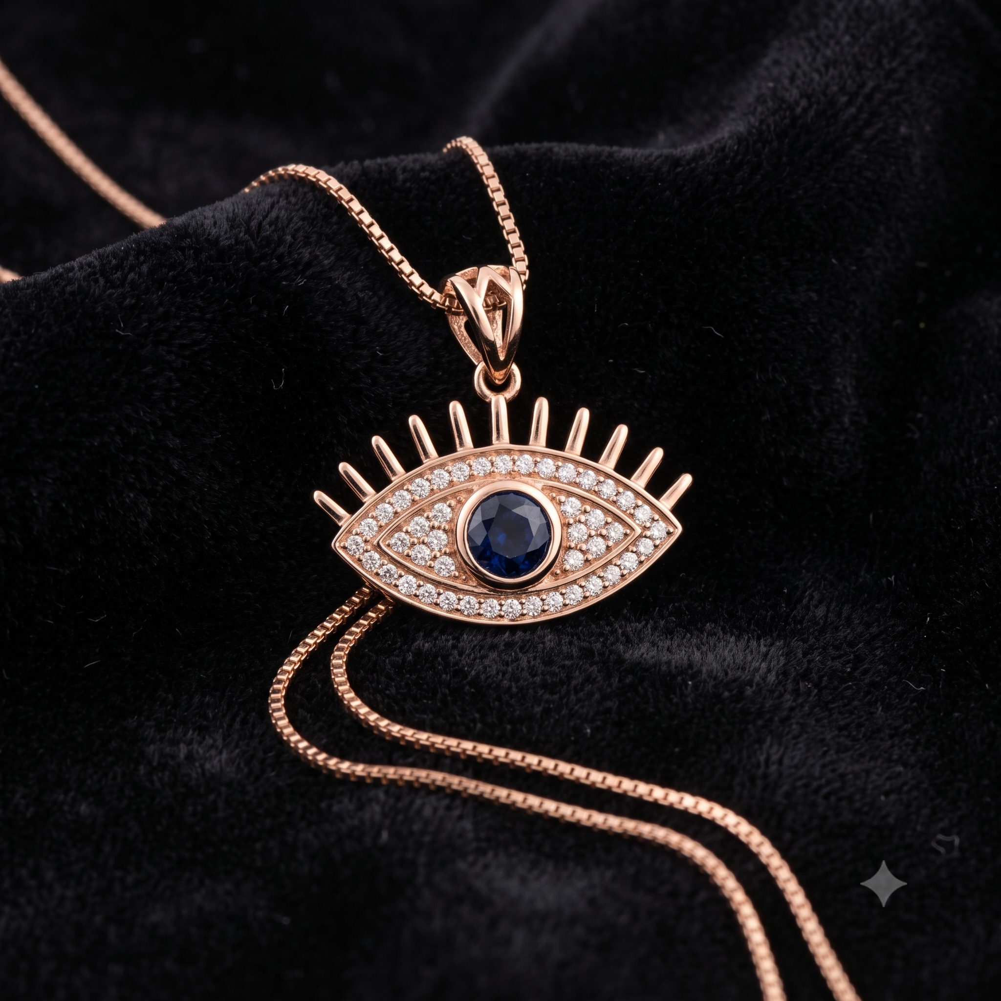 Rose Gold Evil Eye Pendant Necklace