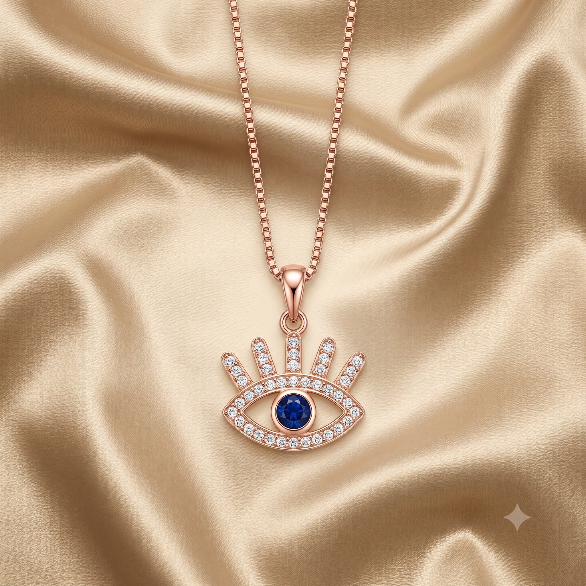 Rose Gold Evil Eye Pendant Necklace