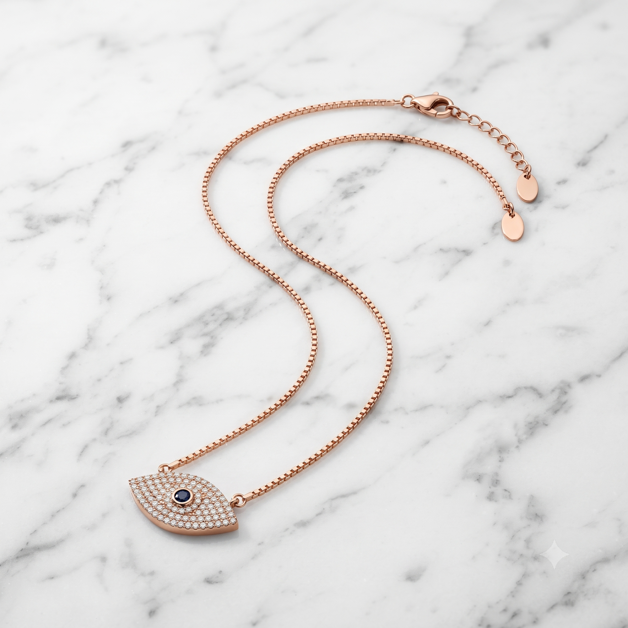 Rose Gold Evil Eye Pendant Necklace