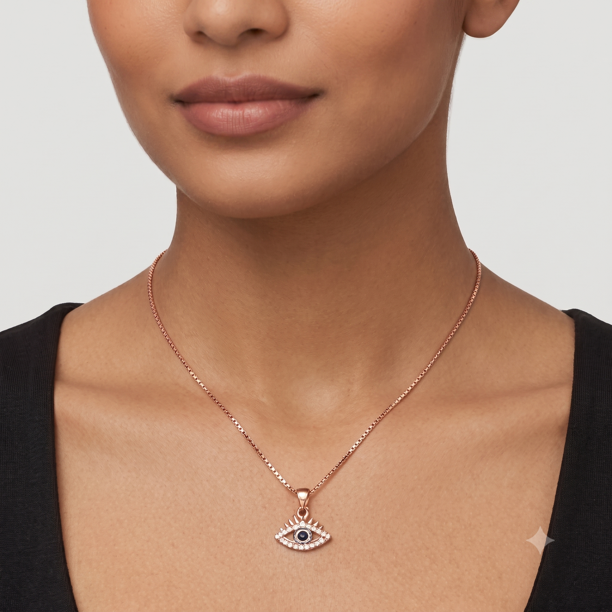 Rose Gold Evil Eye Pendant Necklace