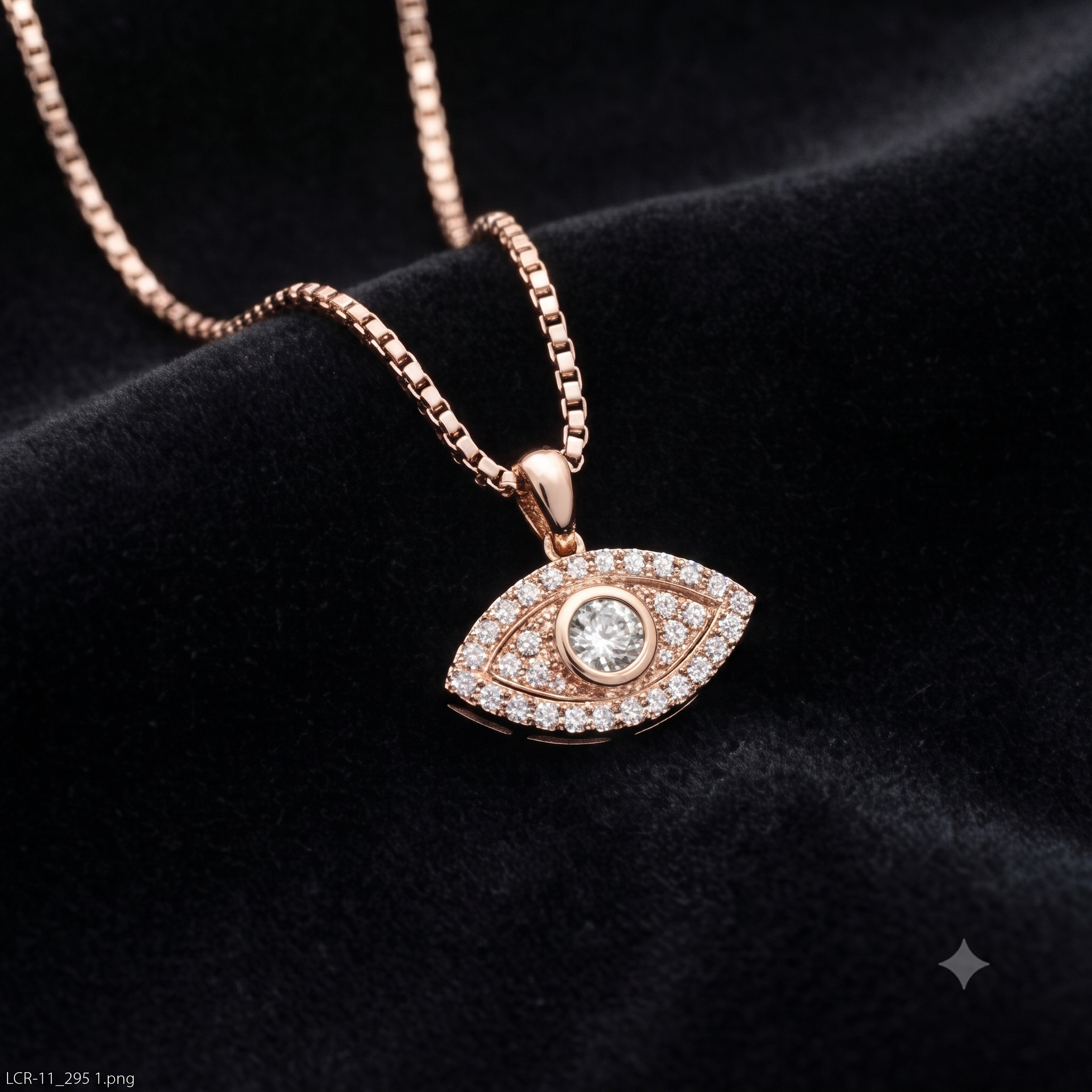Rose Gold Evil Eye Pendant Necklace
