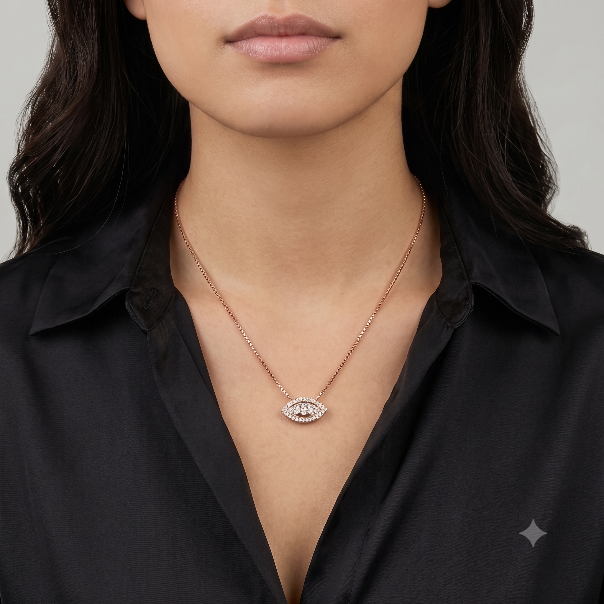 Rose Gold Evil Eye Pendant Necklace