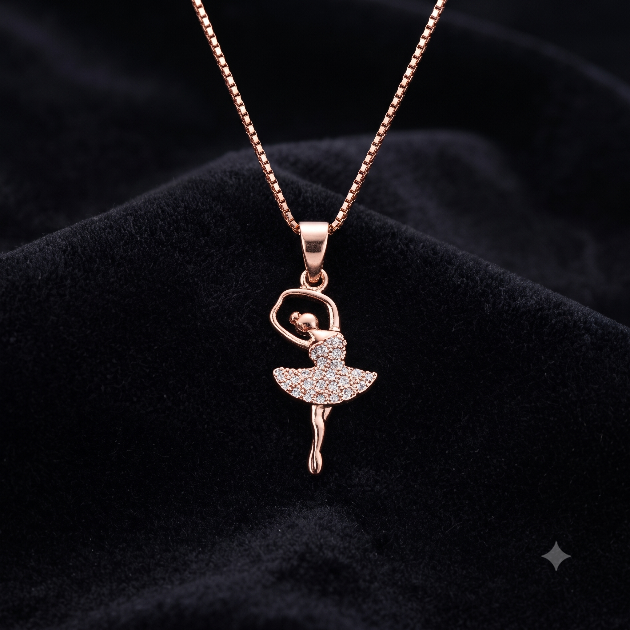 Rose Gold Ballerina Pendant Necklace