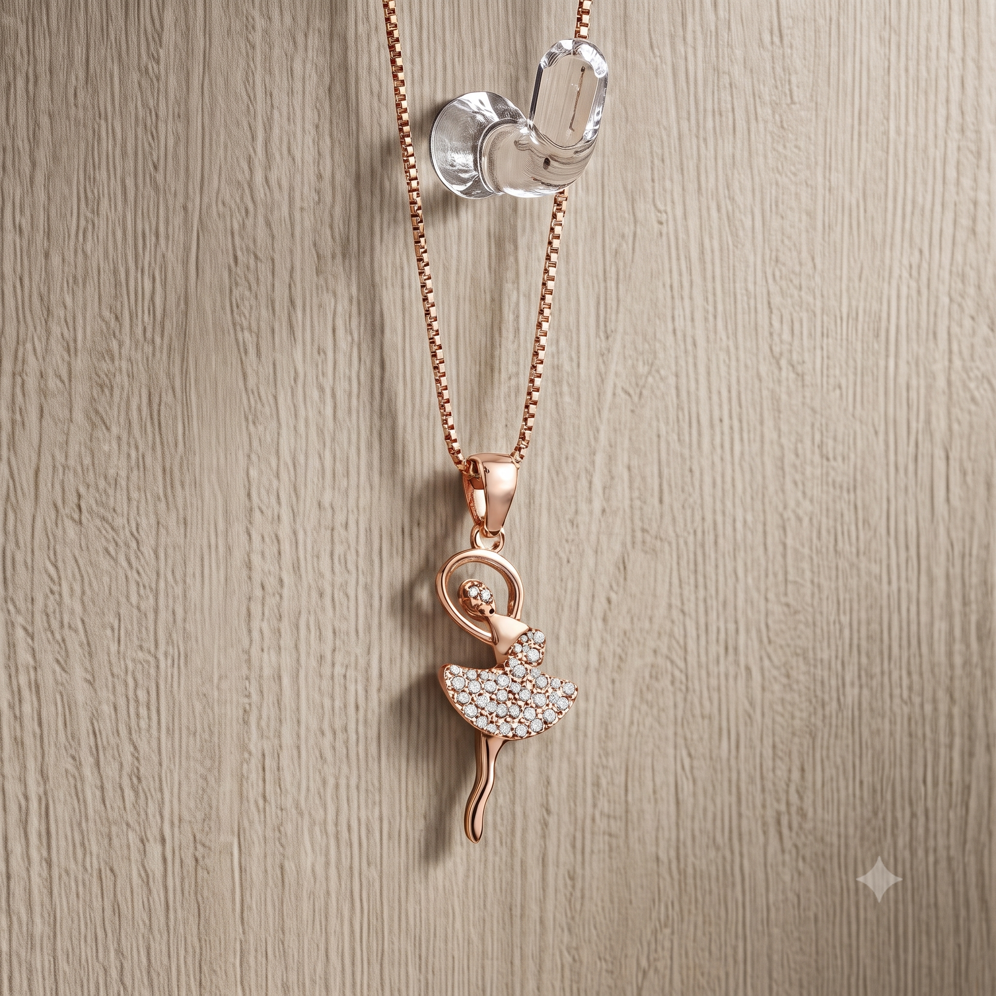 Rose Gold Ballerina Pendant Necklace