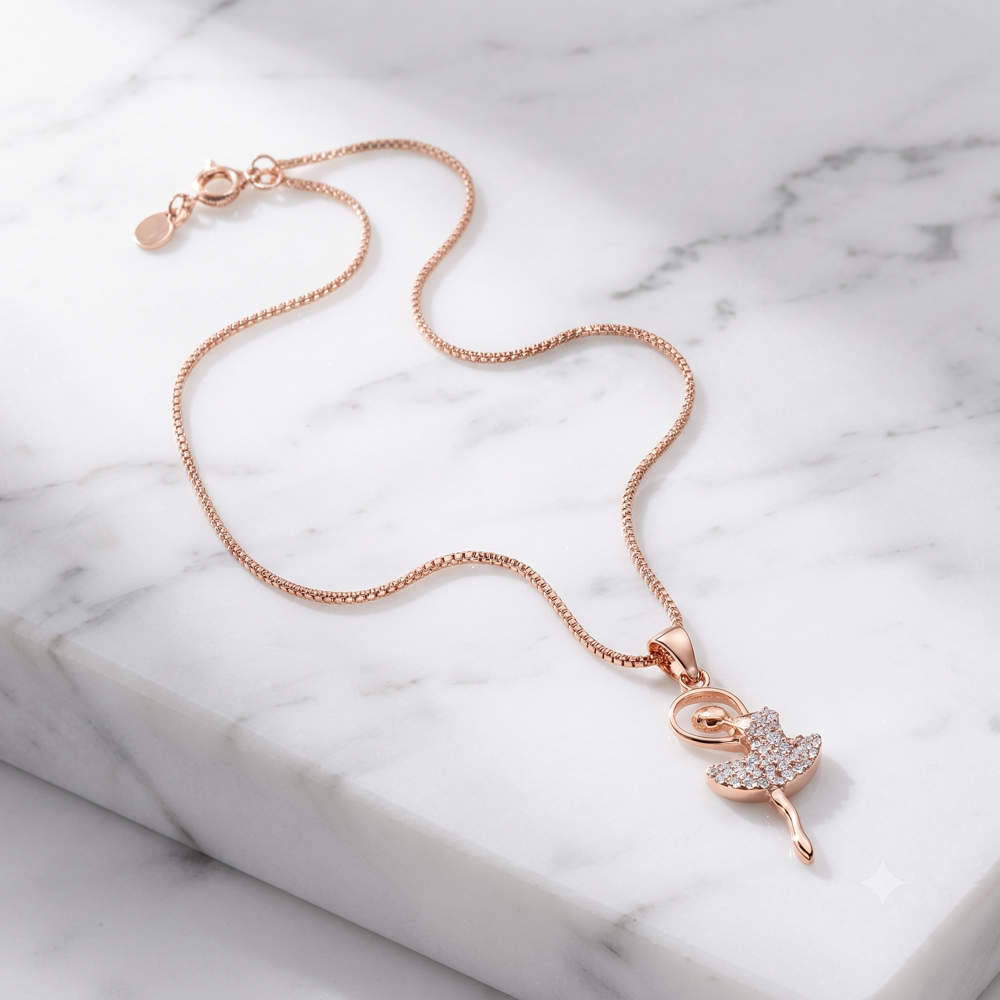Rose Gold Ballerina Pendant Necklace