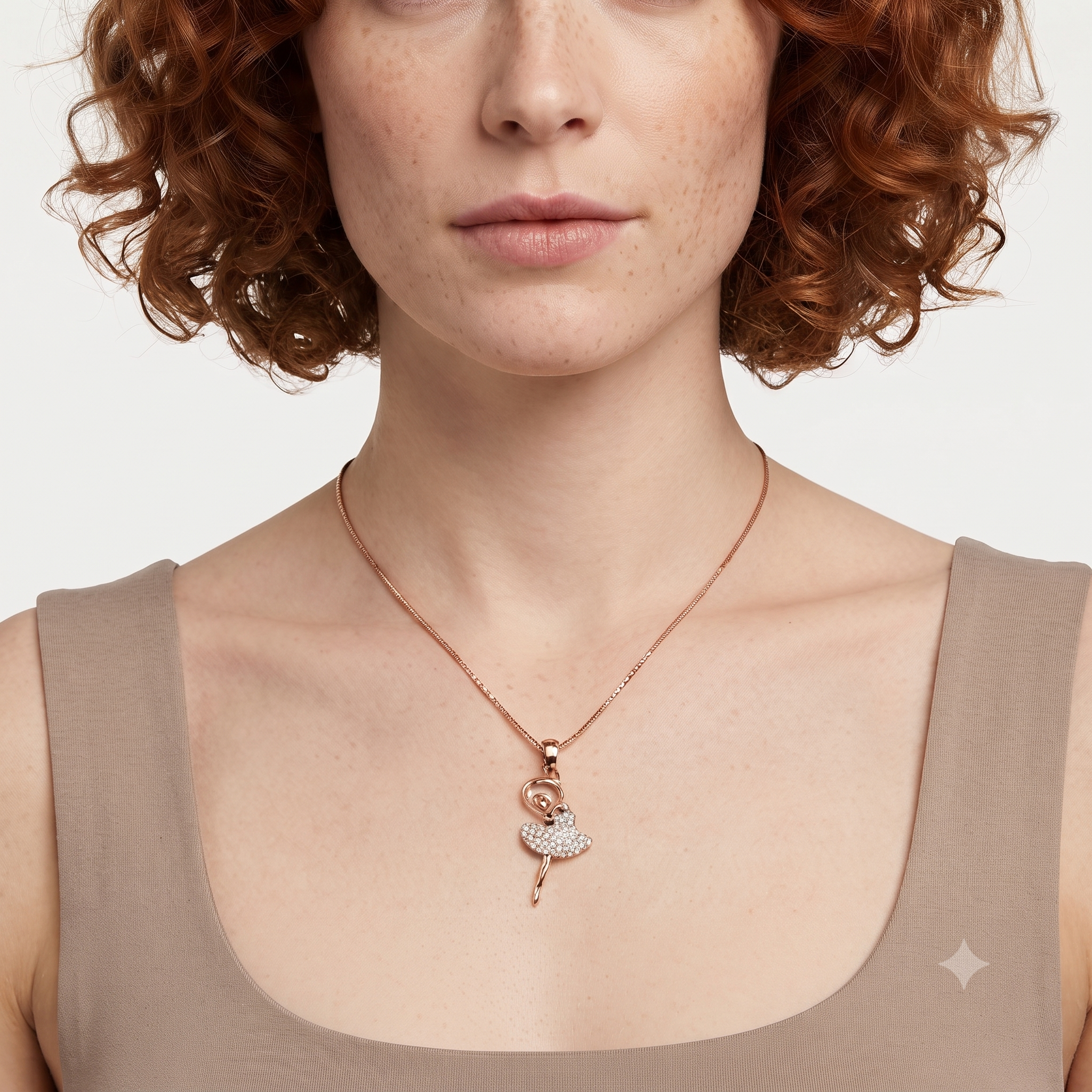 Rose Gold Ballerina Pendant Necklace