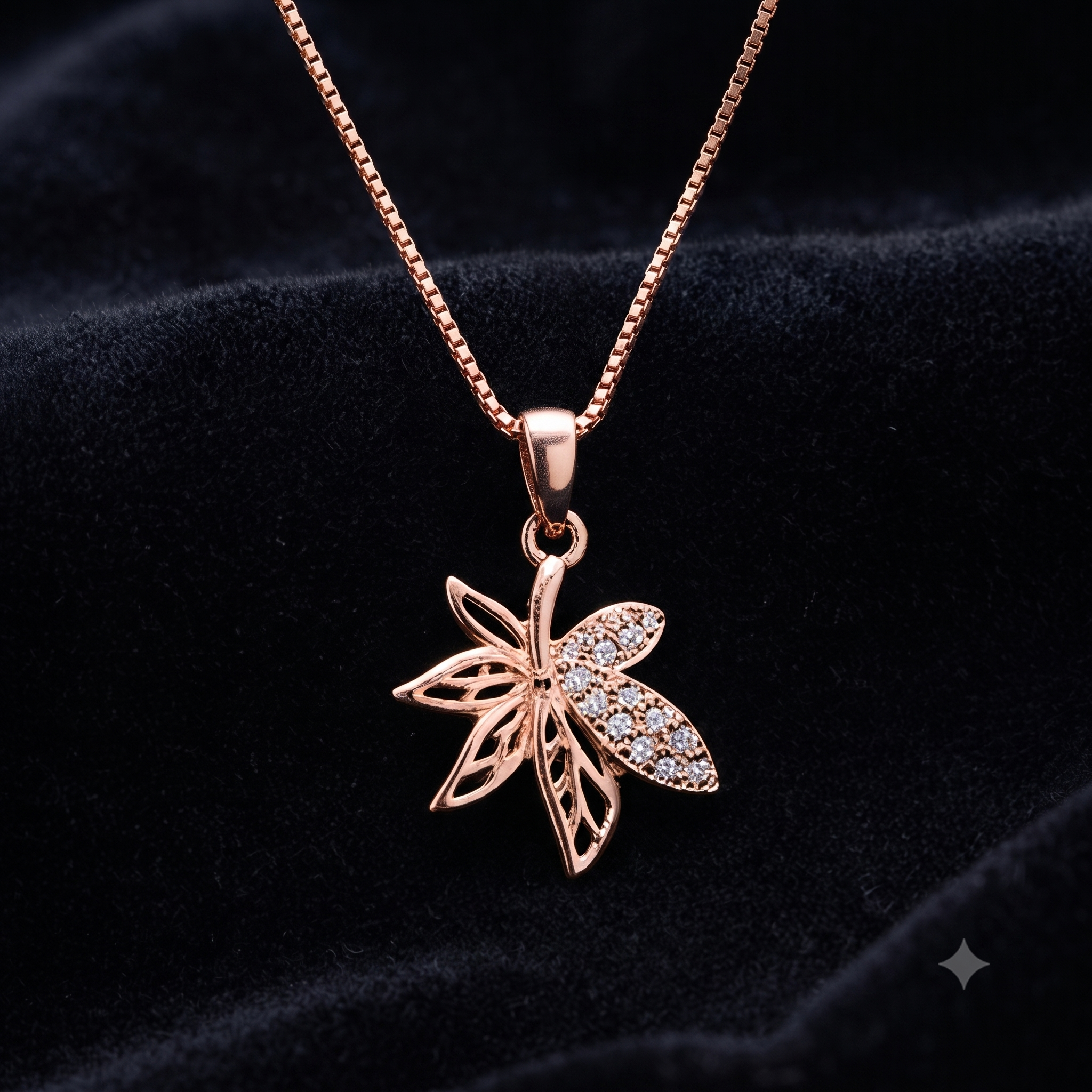 Rose Gold Leaf Pendant Necklace
