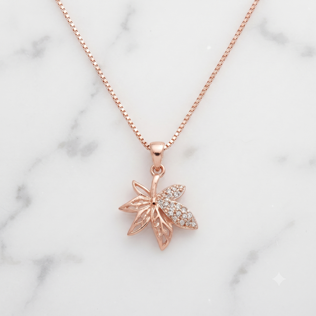 Rose Gold Leaf Pendant Necklace