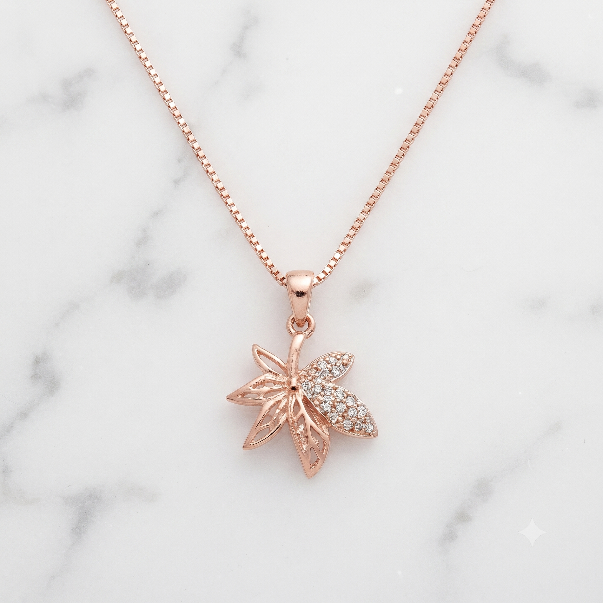 Rose Gold Leaf Pendant Necklace
