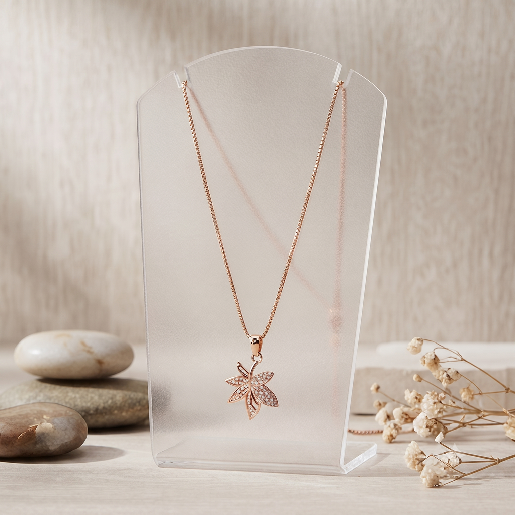 Rose Gold Leaf Pendant Necklace