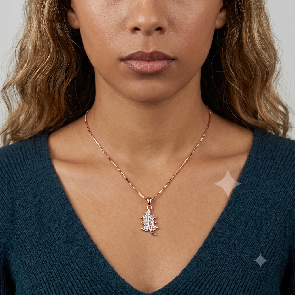 Rose Gold Leaf Pendant Necklace