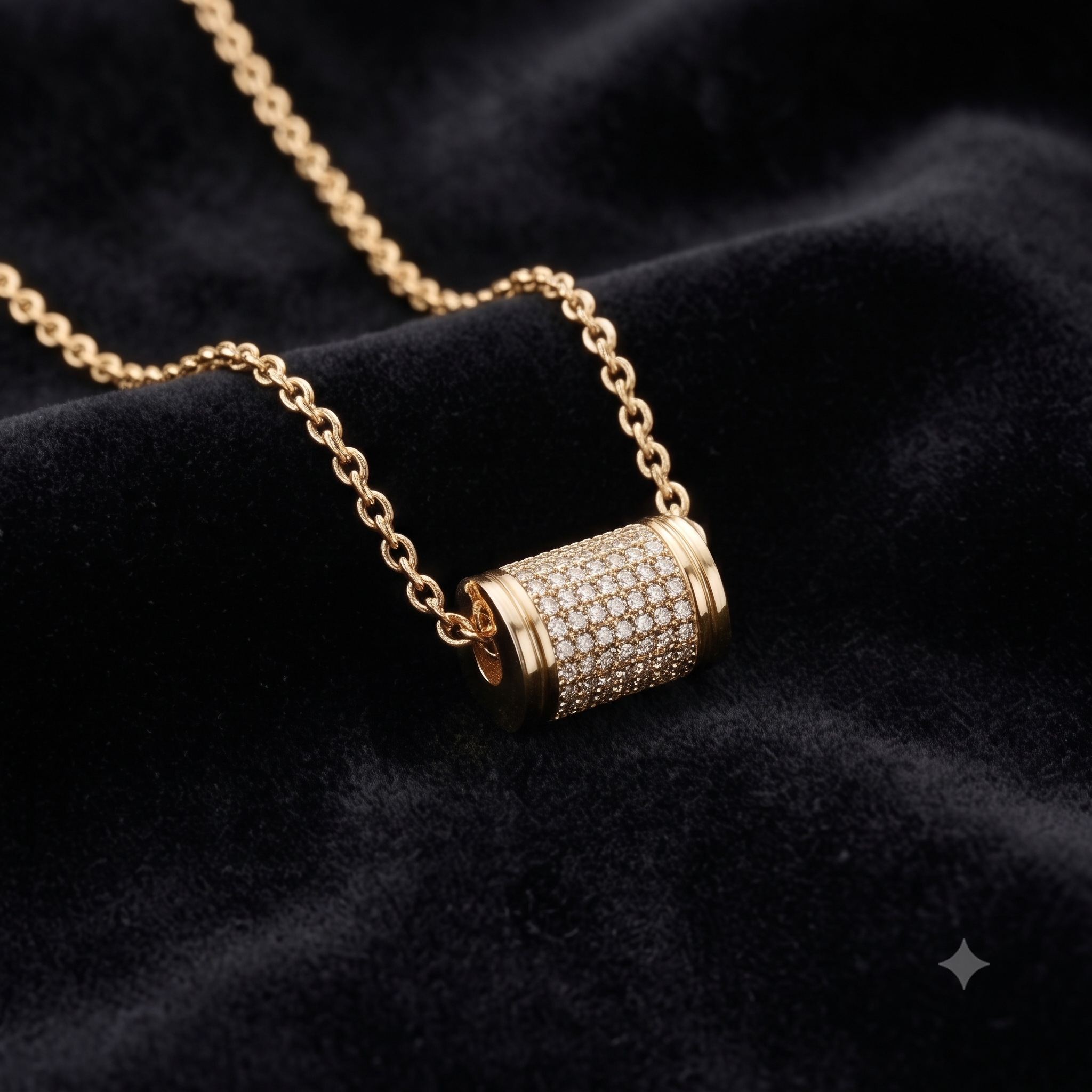 Gold Cylinder Pendant Necklace