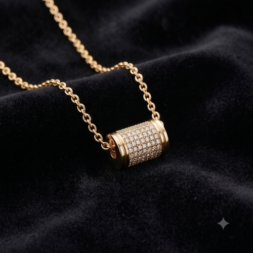 Gold Cylinder Pendant Necklace