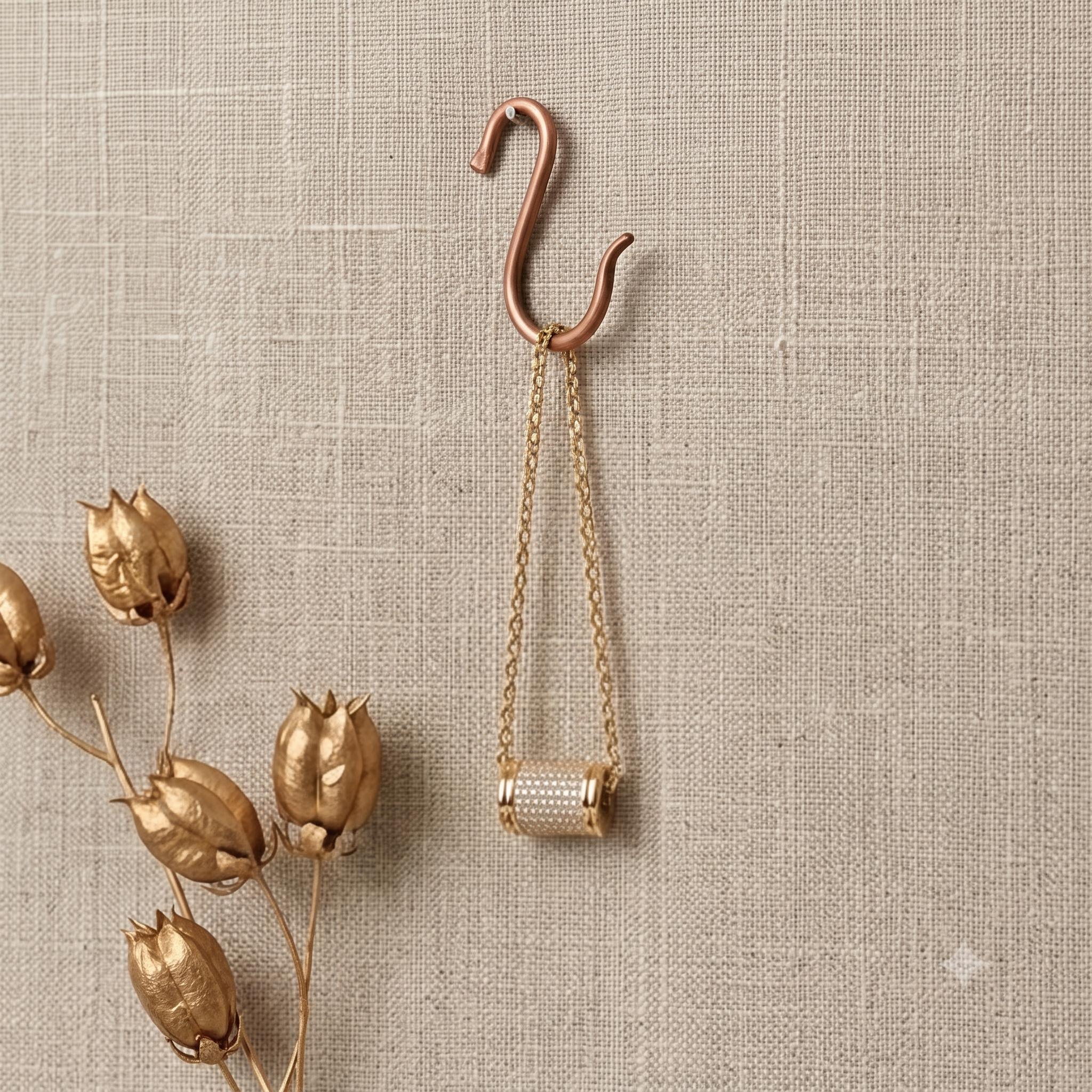Gold Cylinder Pendant Necklace