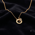 Gold Roman Numeral Interlocking Rings Pendant Necklace