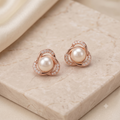 Rose Gold Pearl Knot Stud Earrings