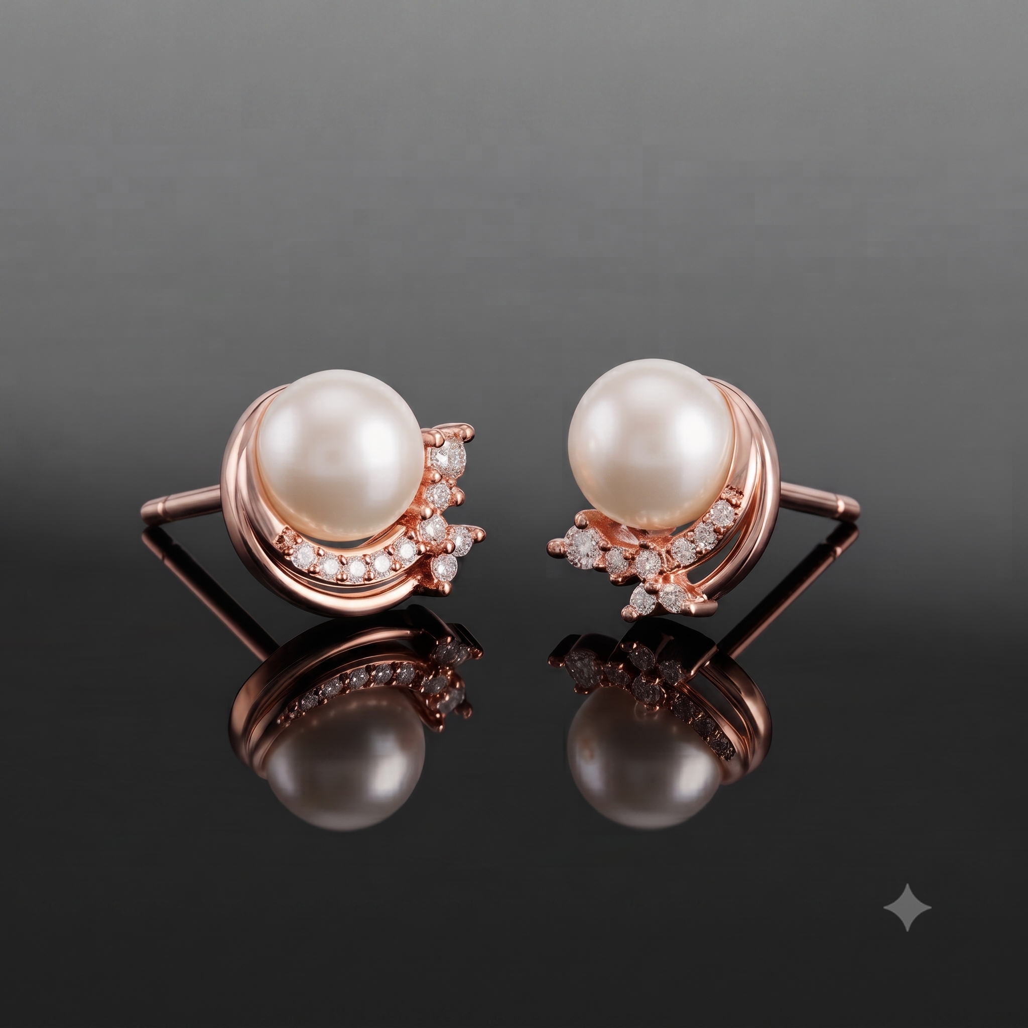 Rose Gold Pearl Stud Earring